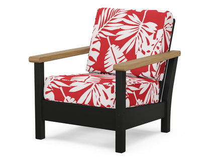 POLYWOOD® Harbour Deep Seating Chair in Black / Natural / Leaf Crimson