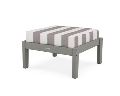 Martha Stewart by POLYWOOD® Chinoiserie Deep Seating Ottoman in Slate Grey / Cabana Stripe Grey Mist