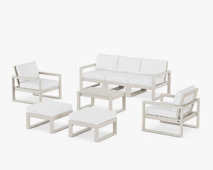 POLYWOOD® EDGE Sectional 8-Piece Lounge Sofa Set in Sand / Natural