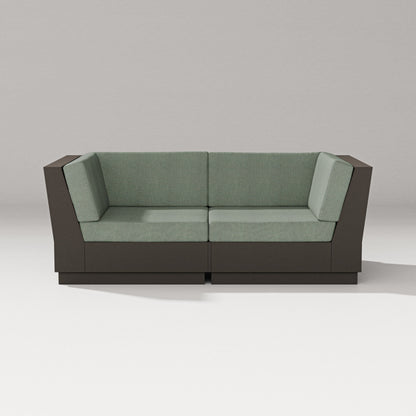 PW Designer Series Elevate Loveseat Sectional in Vintage Coffee / Cast Sage