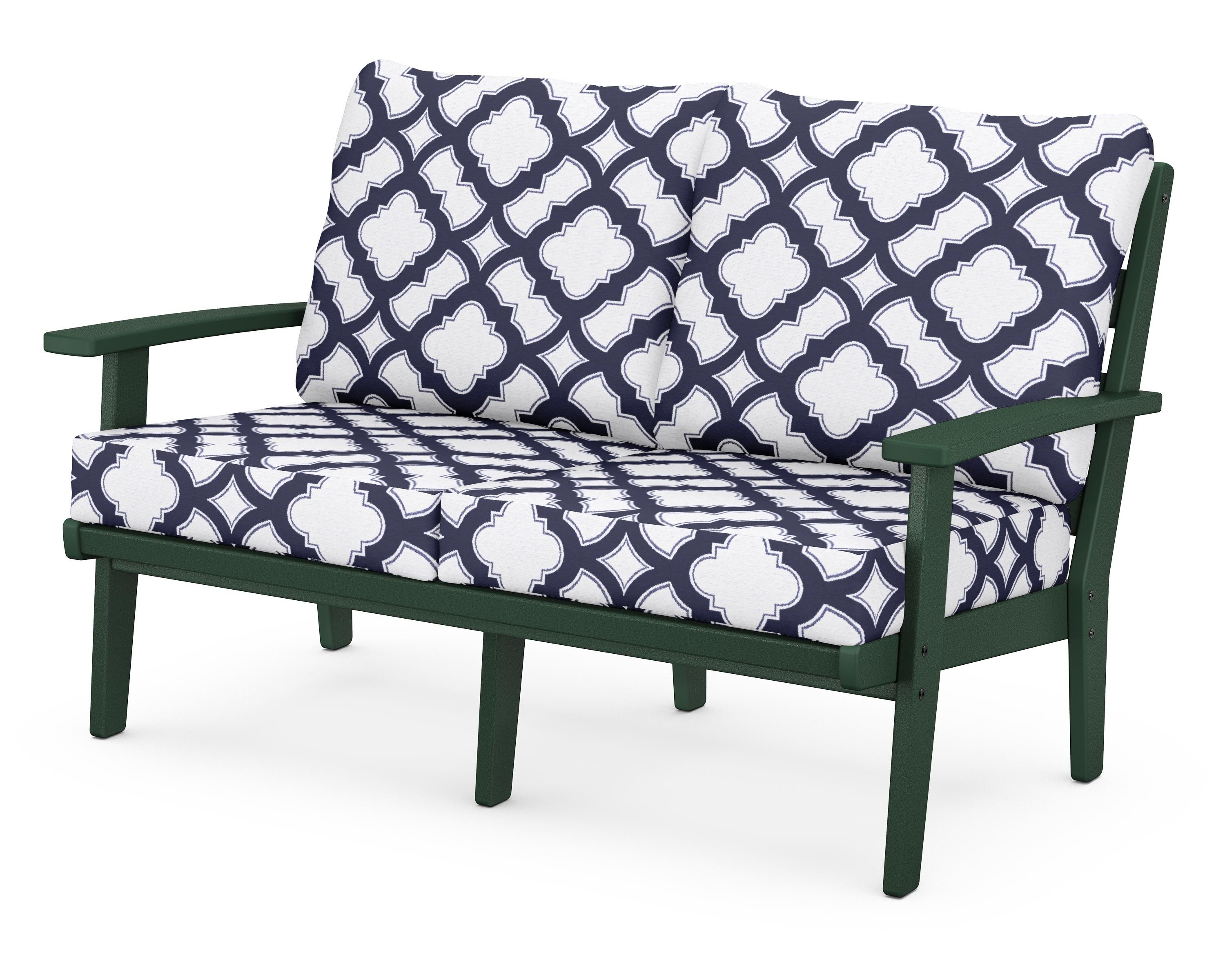 POLYWOOD® Grant Park Deep Seating Loveseat in Green / Trellis Navy