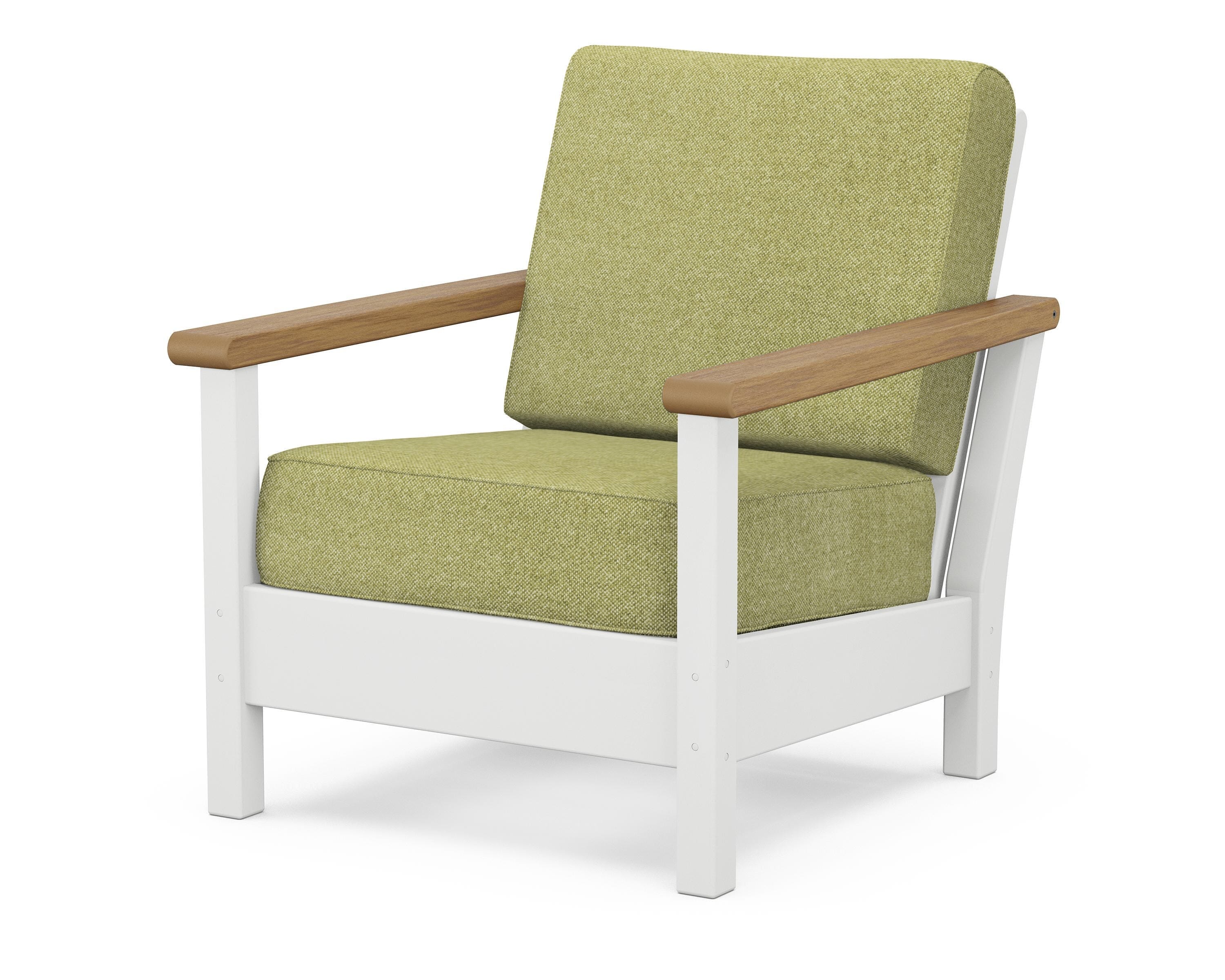 POLYWOOD® Harbour Deep Seating Chair in White / Natural / Chartreuse Boucle