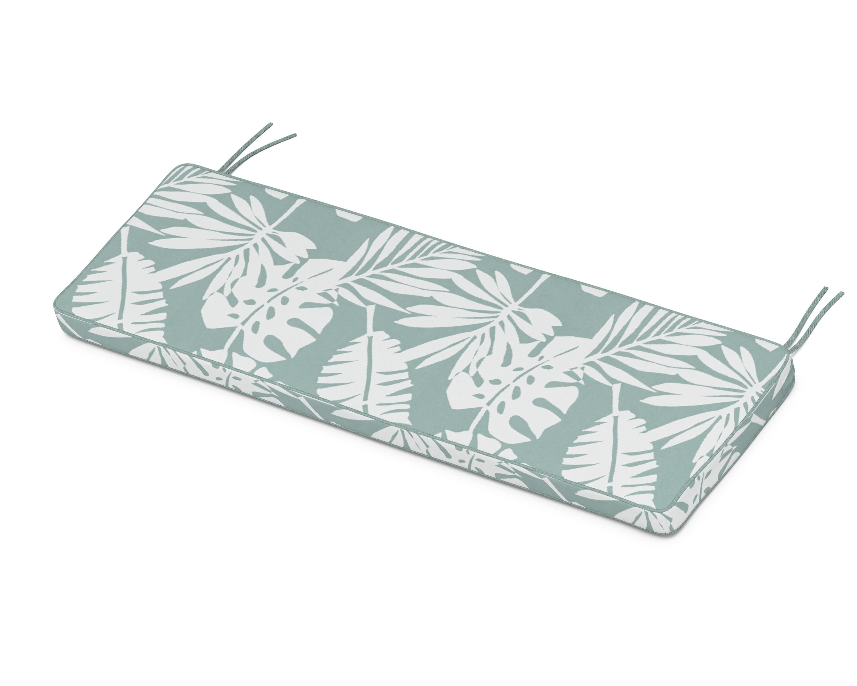 Martha Stewart by POLYWOOD® Chinoiserie Bench Seat Cushion in Leaf Glacier Spa