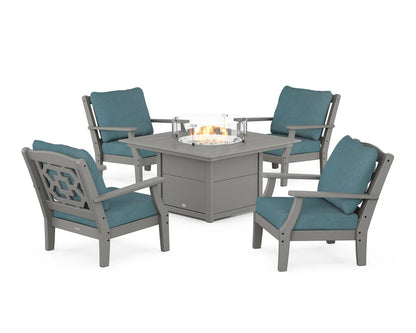 Chinoiserie 5-Piece Deep Seating Set with Fire Pit Table