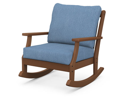 POLYWOOD® Braxton Deep Seating Rocking Chair in Teak / Sky Blue