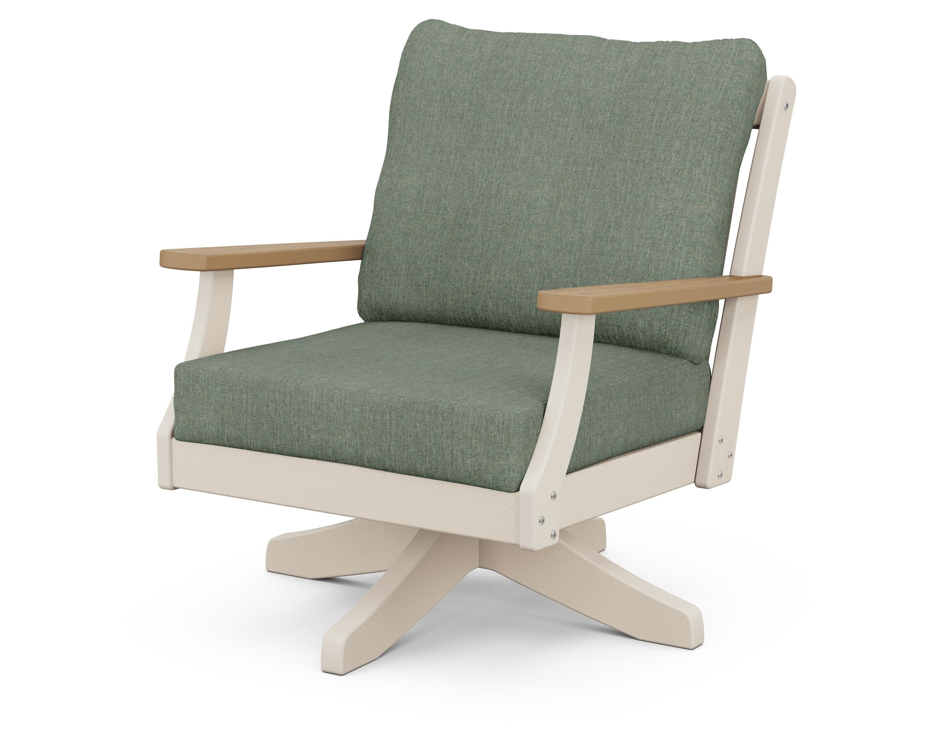 POLYWOOD® Braxton Deep Seating Swivel Chair in Sand / Natural / Cast Sage
