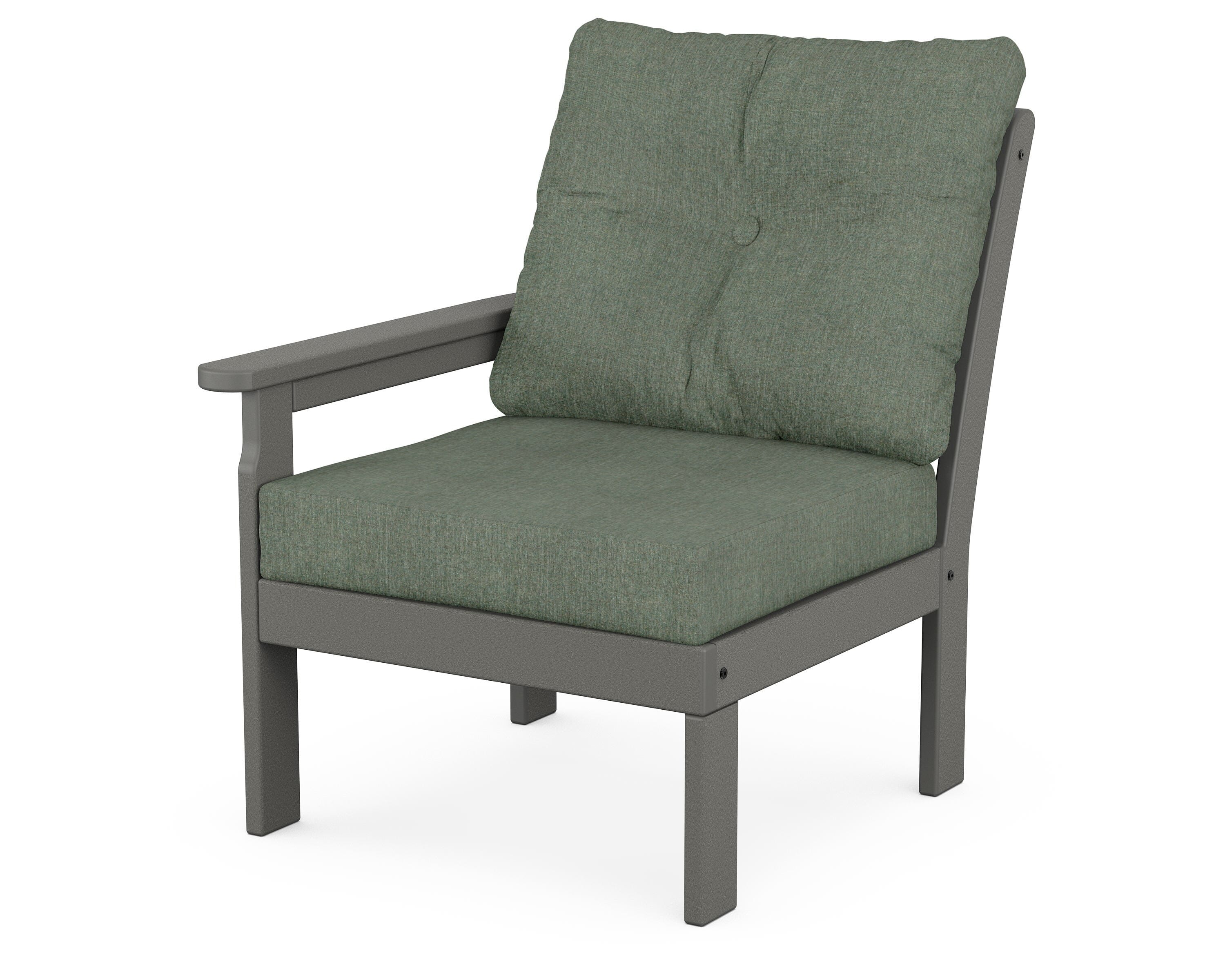 POLYWOOD® Vineyard Modular Left Arm Chair in Slate Grey / Cast Sage
