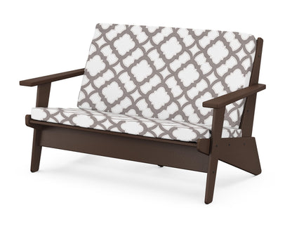 POLYWOOD® Riviera Modern Lounge Loveseat in Mahogany / Trellis Grey Mist