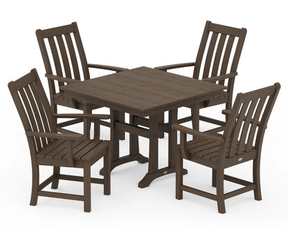 Vineyard 5-Piece Farmhouse Trestle Arm Chair Dining Set
