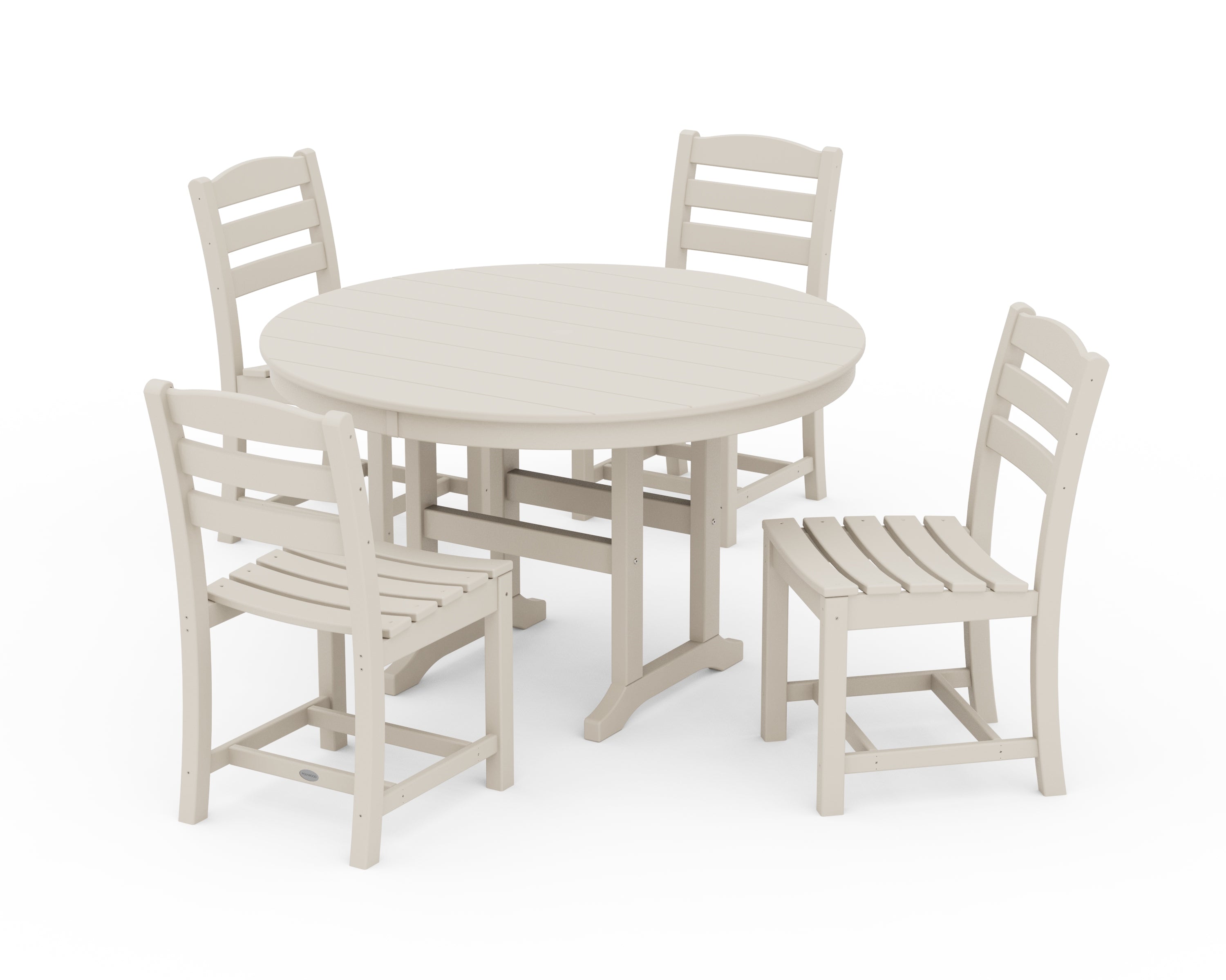 POLYWOOD® La Casa Café Side Chair 5-Piece Round Farmhouse Dining Set in Sand