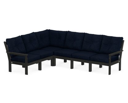 POLYWOOD® Vineyard 6-Piece Sectional in Black / Marine Indigo