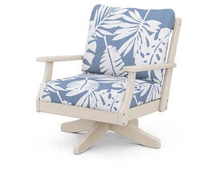 POLYWOOD® Braxton Deep Seating Swivel Chair in Sand / Leaf Sky Blue