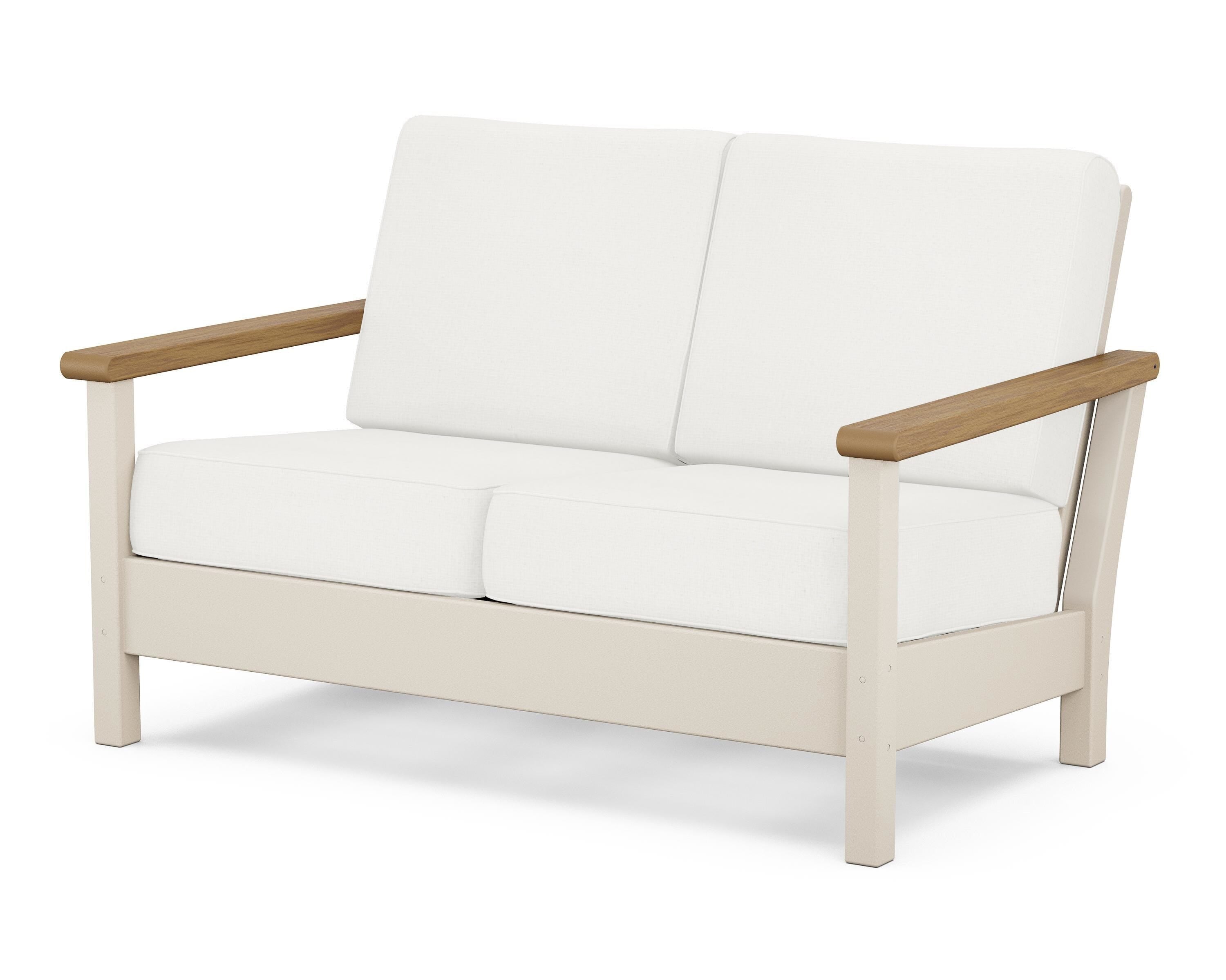POLYWOOD® Harbour Deep Seating Loveseat in Sand / Natural / Natural Linen