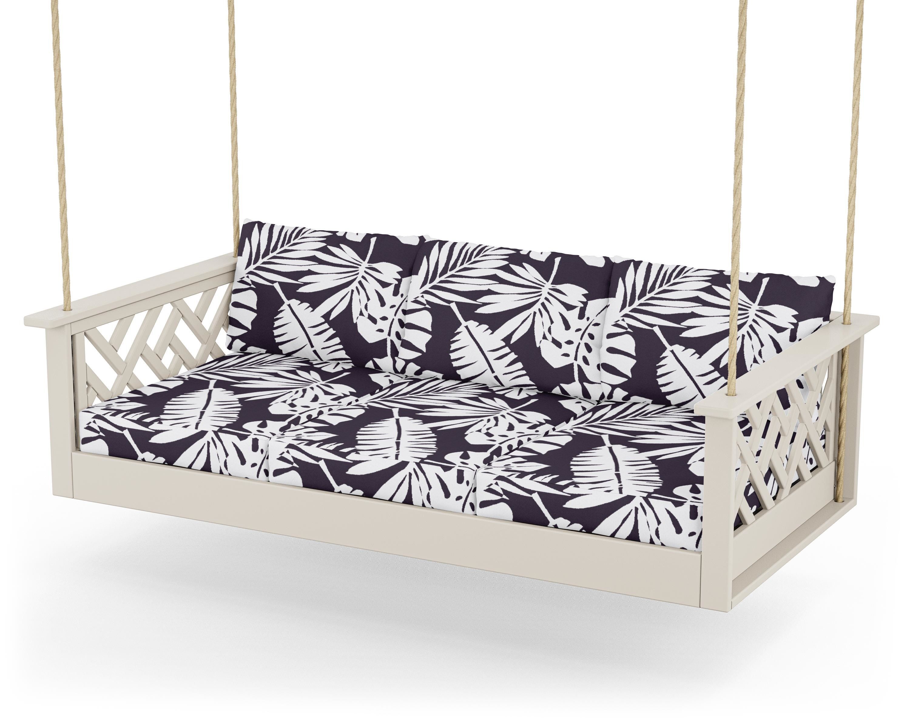 POLYWOOD® Chippendale Daybed Swing in Sand / Leaf Navy