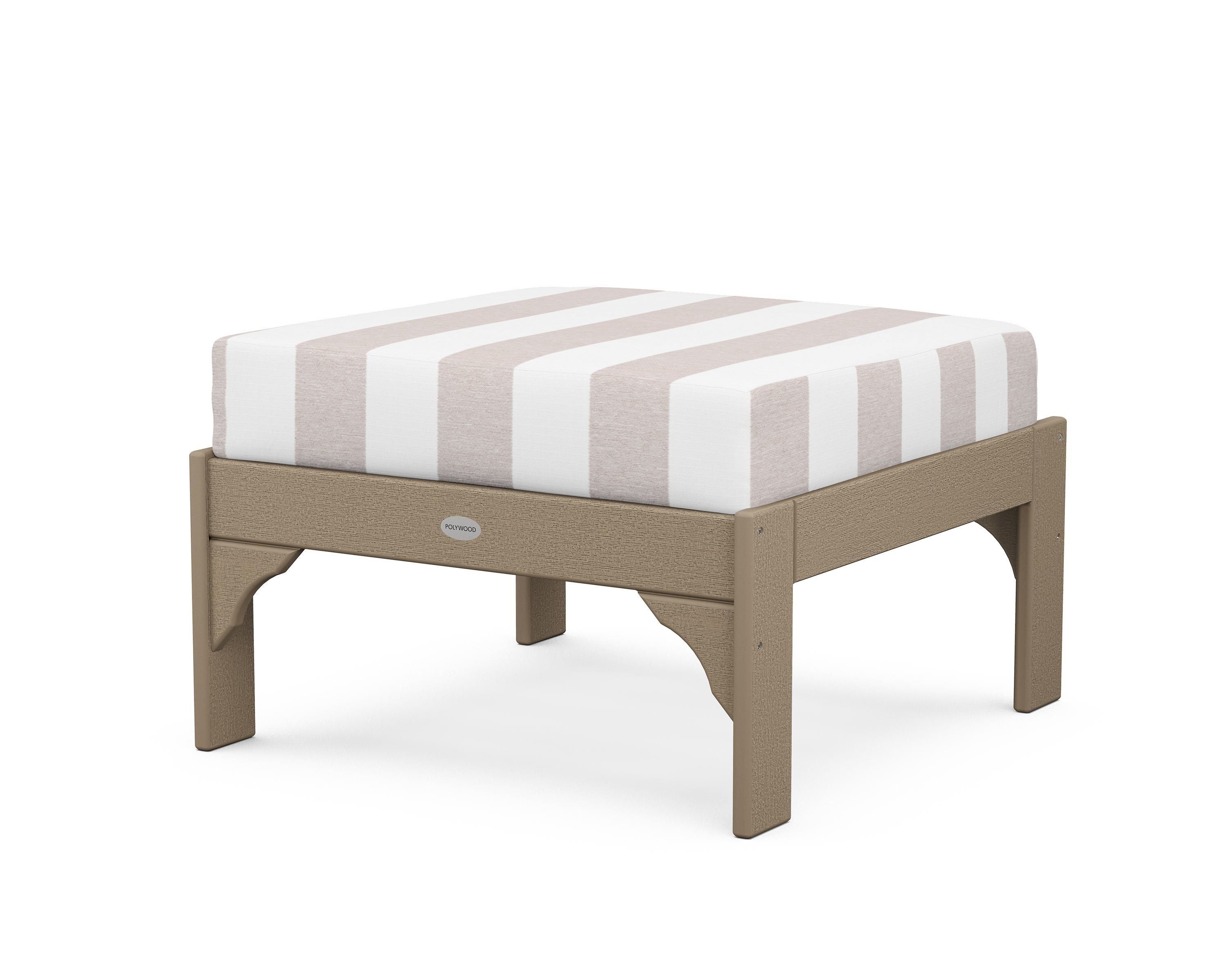 POLYWOOD¬Æ Vineyard Deep Seating Ottoman in Vintage Sahara / Cabana Stripe Dune Burlap