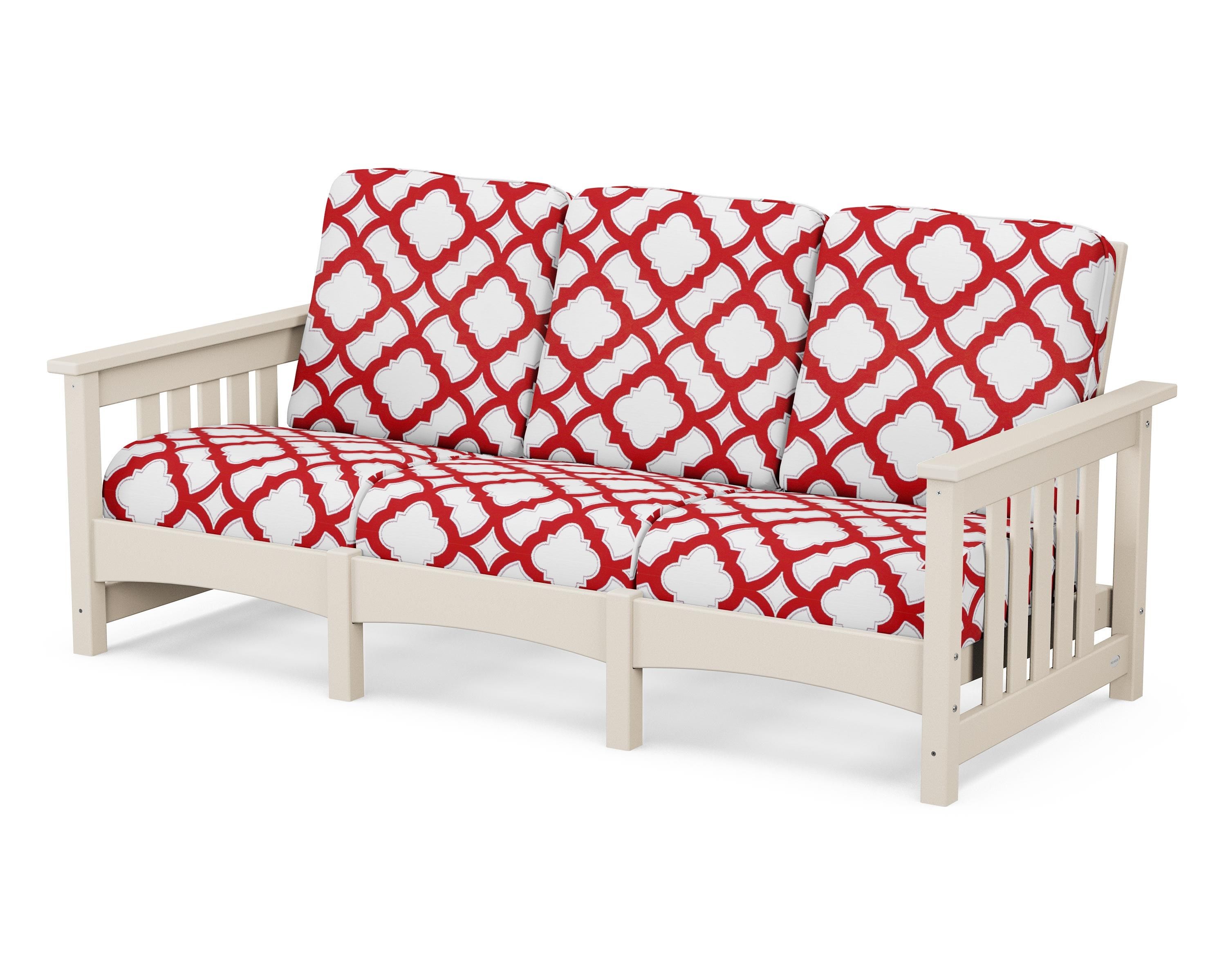 POLYWOOD® Club Mission Sofa in Sand / Trellis Crimson