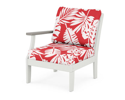 POLYWOOD® Braxton Modular Left Arm Chair in White / Driftwood / Leaf Crimson