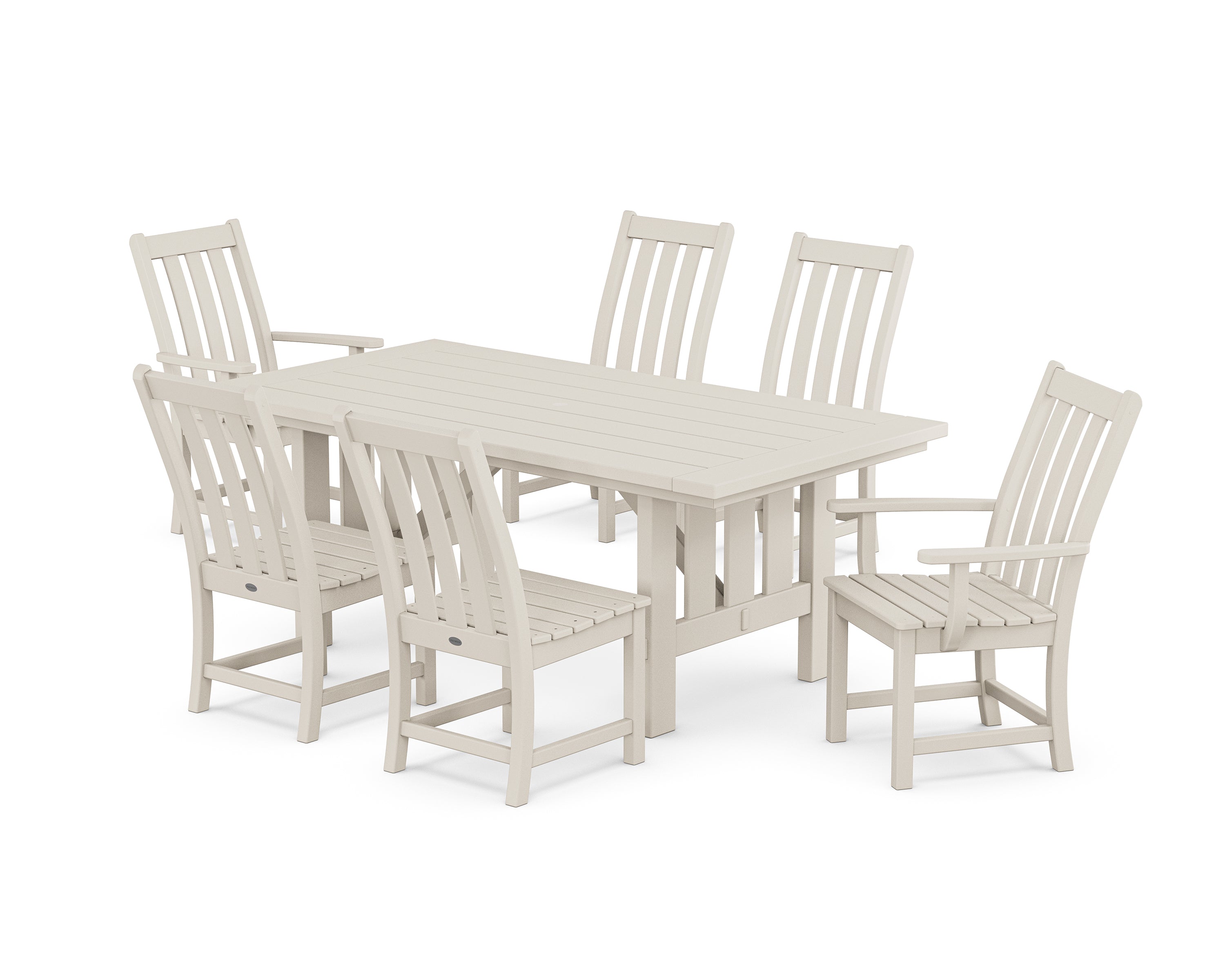 POLYWOOD® Vineyard 7-Piece Dining Set with Mission Table in Sand