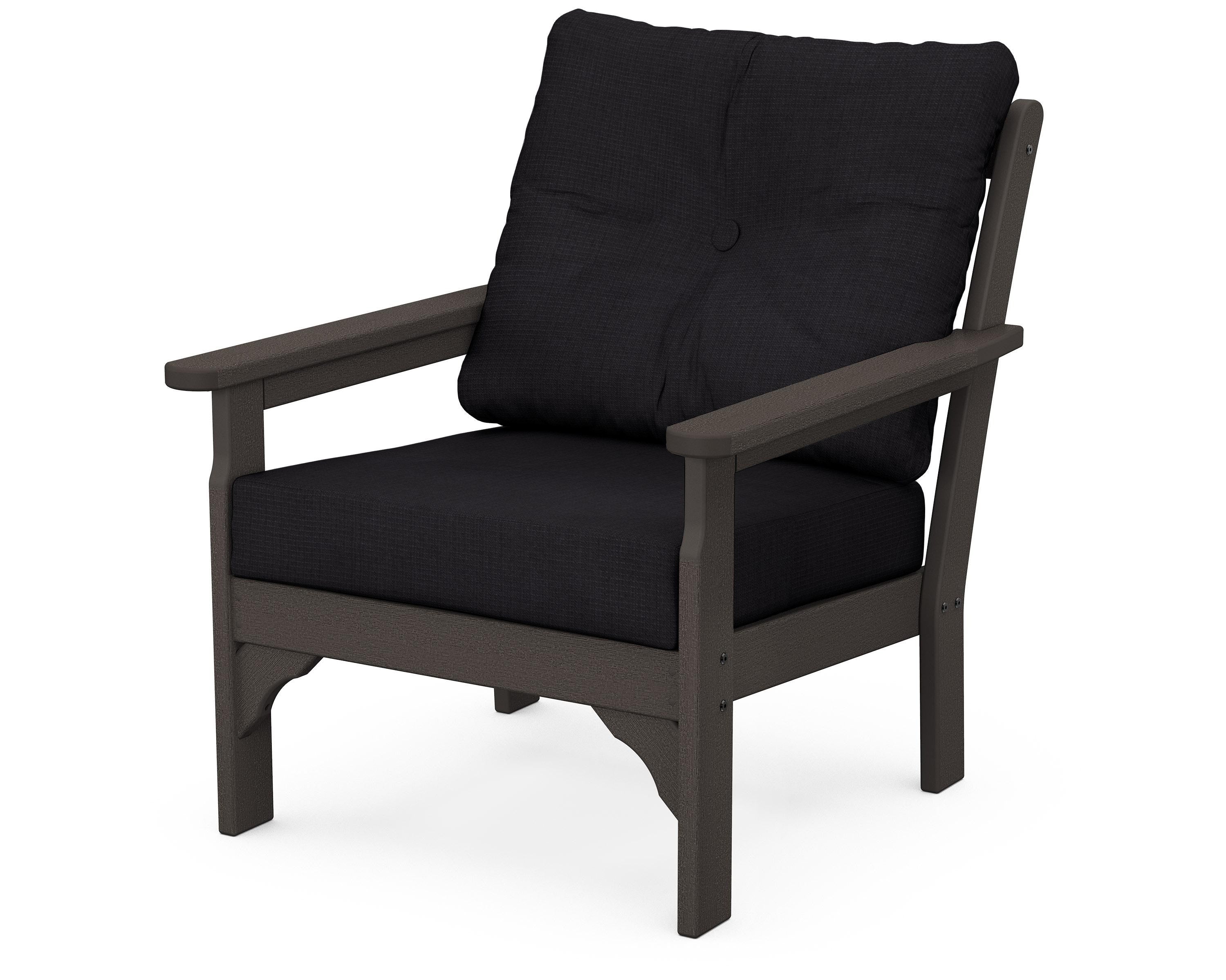 POLYWOOD® Vineyard Deep Seating Chair in Vintage Coffee / Midnight Linen