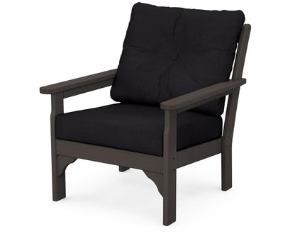 POLYWOOD® Vineyard Deep Seating Chair in Vintage Coffee / Midnight Linen