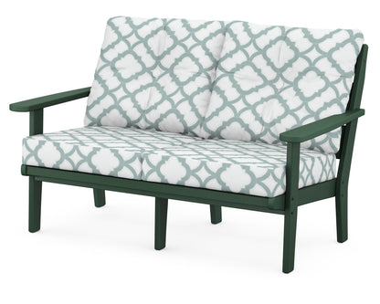 POLYWOOD® Lakeside Deep Seating Loveseat in Green / Trellis Glacier Spa