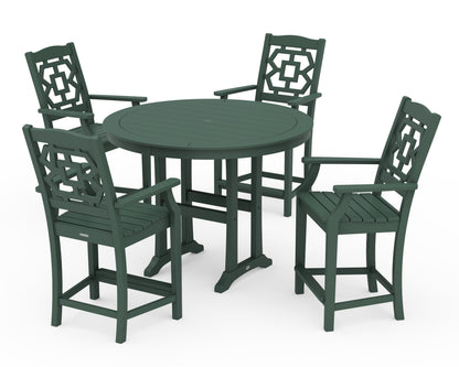 Martha Stewart by POLYWOOD® Chinoiserie 5-Piece Round Counter Set in Green