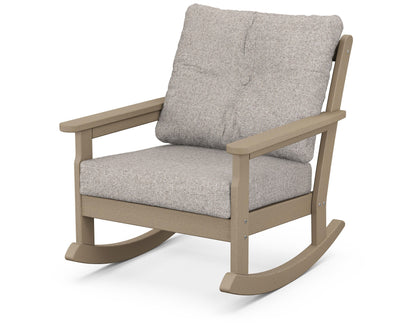 POLYWOOD® Vineyard Deep Seating Rocking Chair in Vintage Sahara / Weathered Tweed