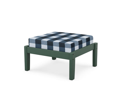 Unbranded Deep Seating Ottoman in Green / Buffalo Plaid Marine Indigo