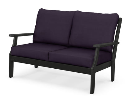 POLYWOOD® Braxton Deep Seating Loveseat in Black / Navy Linen