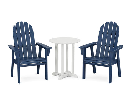 POLYWOOD® Vineyard Adirondack 3-Piece Round Bistro Dining Set in Navy / White