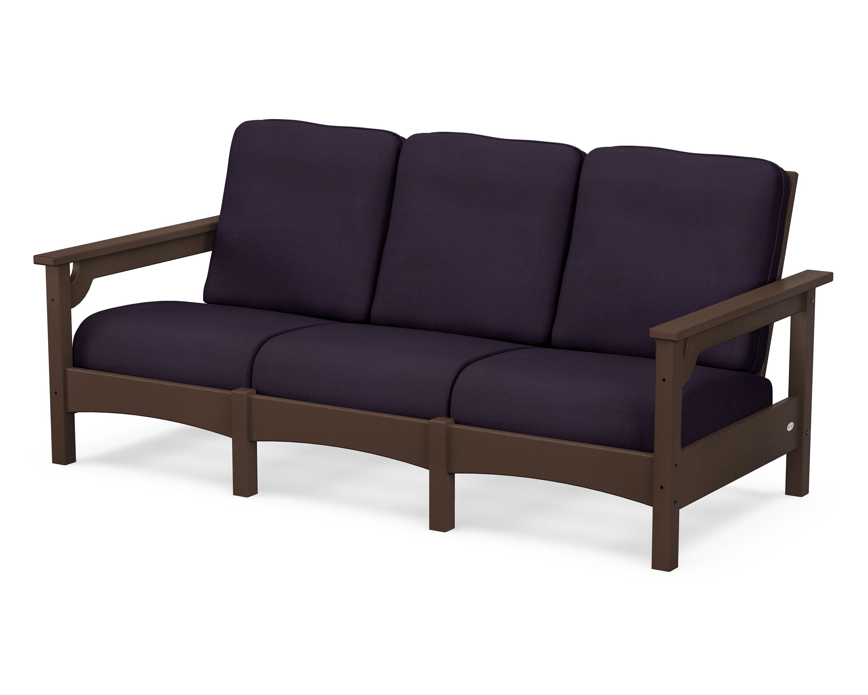 POLYWOOD® Club Sofa in Mahogany / Navy Linen