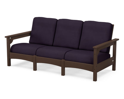POLYWOOD® Club Sofa in Mahogany / Navy Linen