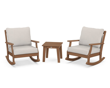 POLYWOOD® Braxton 3-Piece Deep Seating Rocker Set in Teak / Cast Ash