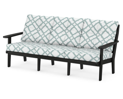 POLYWOOD® Lakeside Deep Seating Sofa in Black / Trellis Glacier Spa