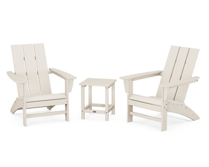 POLYWOOD® Modern 3-Piece Adirondack Set with Long Island 18" Side Table in Sand