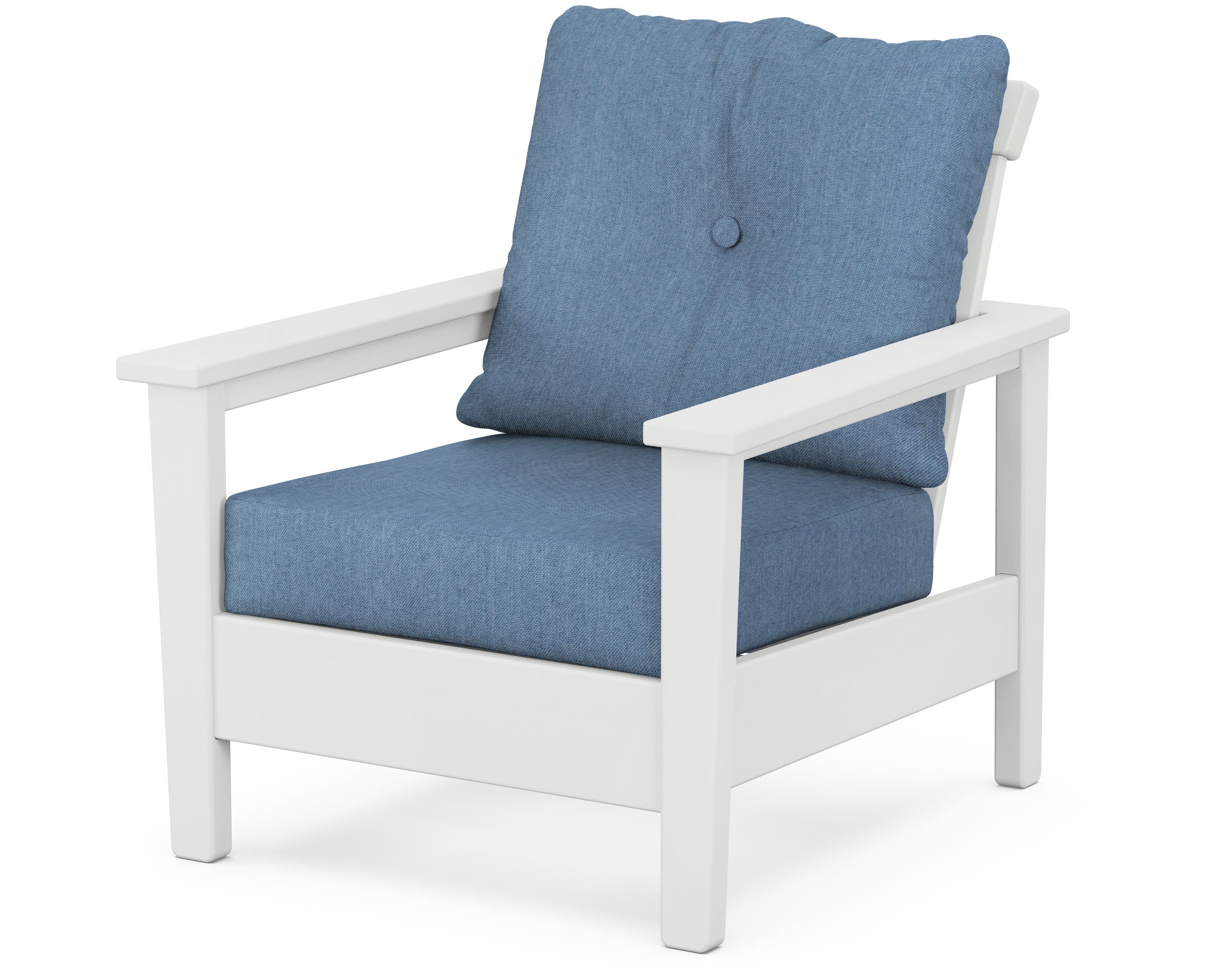POLYWOOD® Prescott Deep Seating Chair in White / Sky Blue