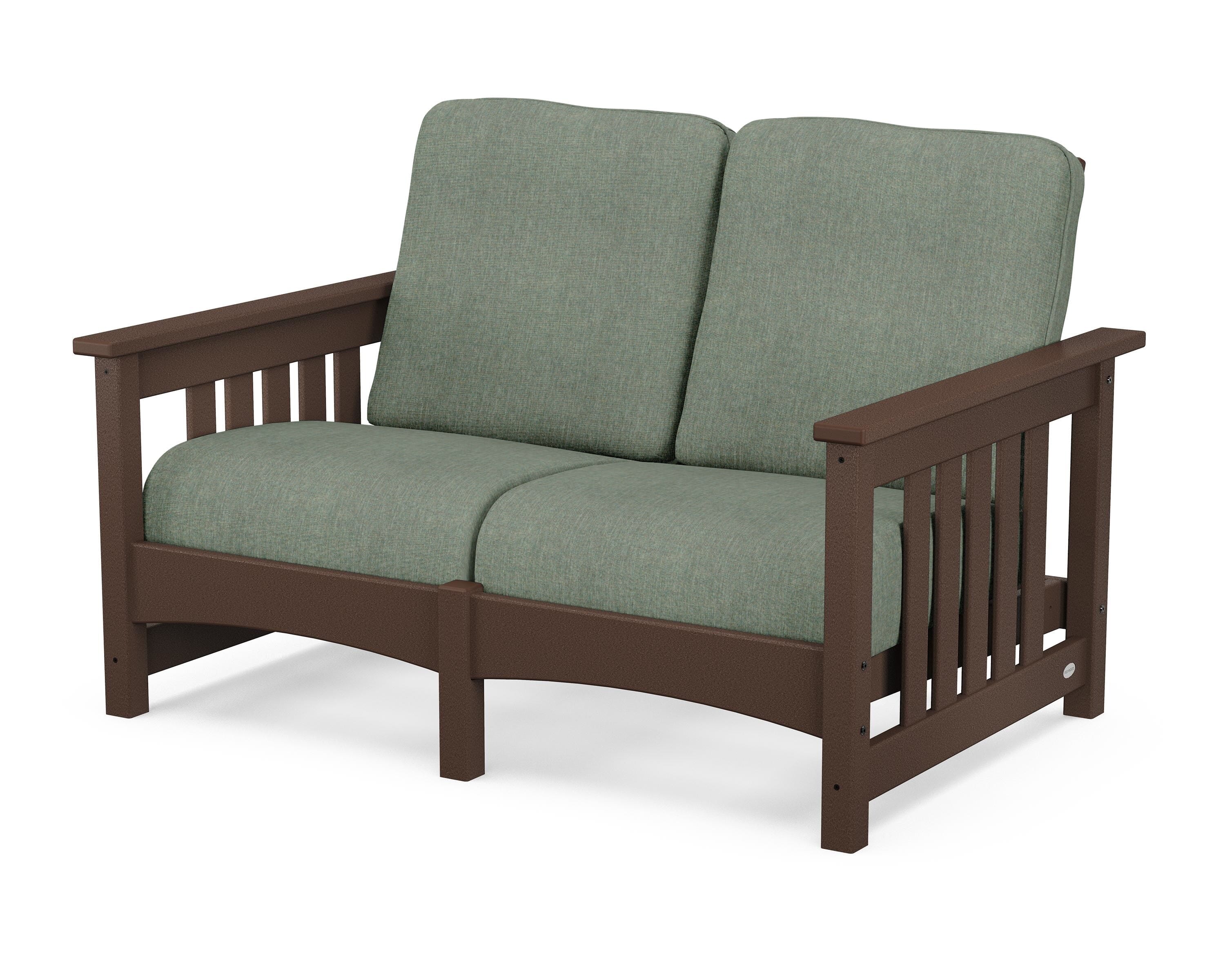 POLYWOOD® Club Mission Loveseat in Mahogany / Cast Sage
