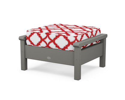 POLYWOOD® Harbour Deep Seating Ottoman in Slate Grey / Trellis Crimson