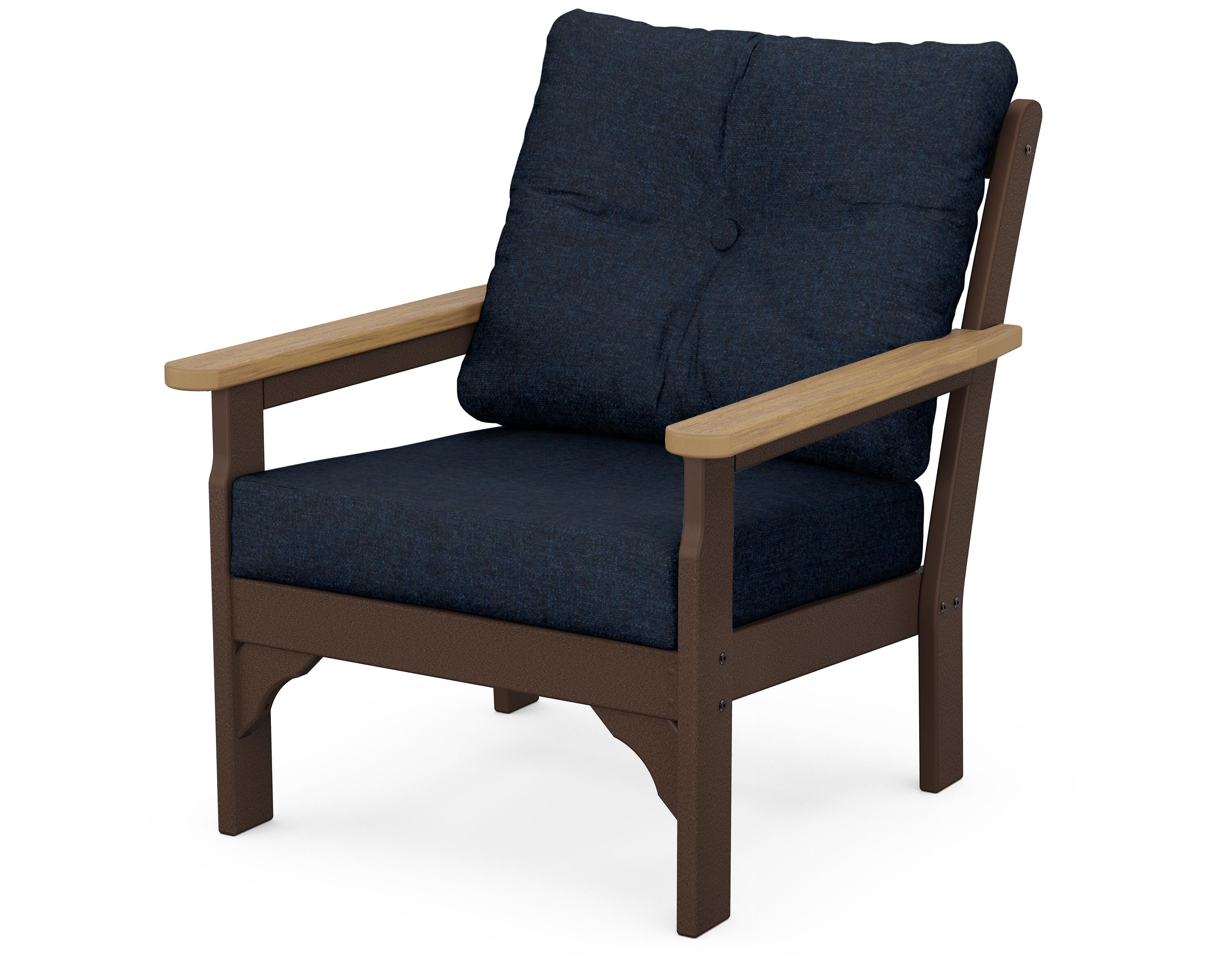 POLYWOOD® Vineyard Deep Seating Chair in Mahogany / Natural / Marine Indigo