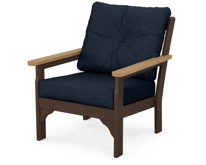 POLYWOOD® Vineyard Deep Seating Chair in Mahogany / Natural / Marine Indigo