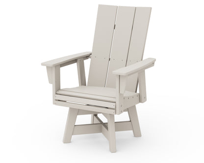 POLYWOOD® Modern Curveback Adirondack Swivel Dining Chair in Sand
