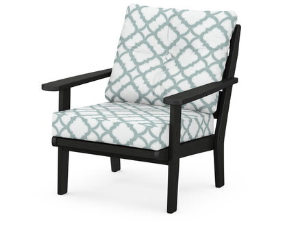 POLYWOOD® Lakeside Deep Seating Chair in Black / Trellis Glacier Spa