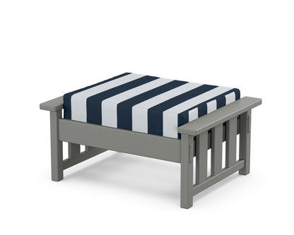 Martha Stewart by POLYWOOD® Acadia Deep Seating Ottoman in Slate Grey / Cabana Stripe Marine Indigo
