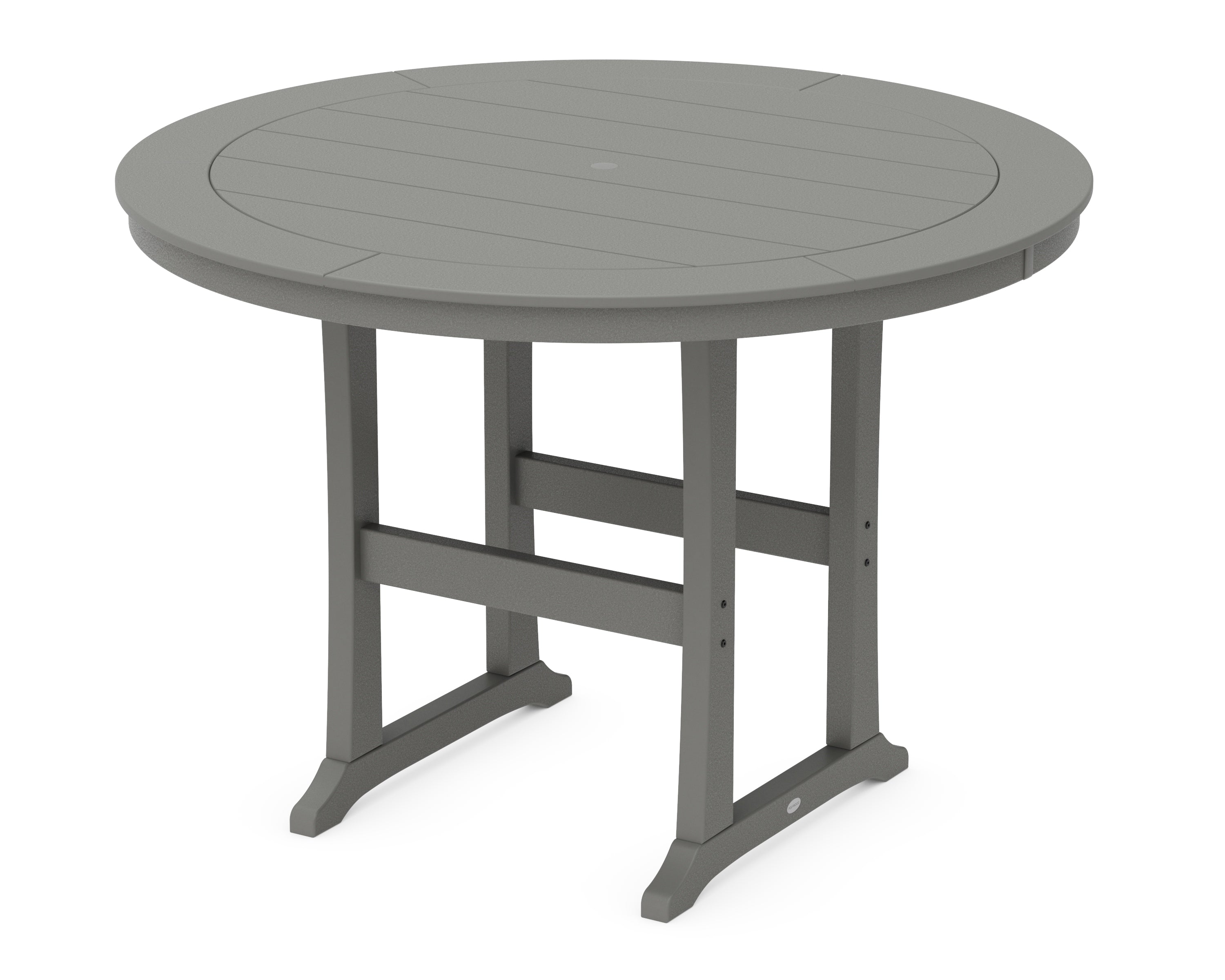 POLYWOOD® Nautical Trestle 60" Round Bar Table in Slate Grey