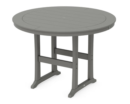 POLYWOOD® Nautical Trestle 60" Round Bar Table in Slate Grey