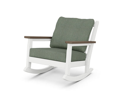 POLYWOOD® Chippendale Deep Seating Rocking Chair in White / Kona / Cast Sage