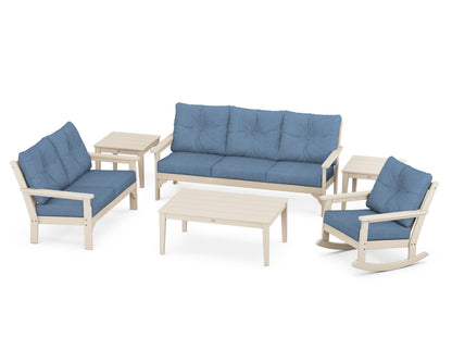 POLYWOOD® Vineyard 6-Piece Deep Seating Set in Sand / Sky Blue