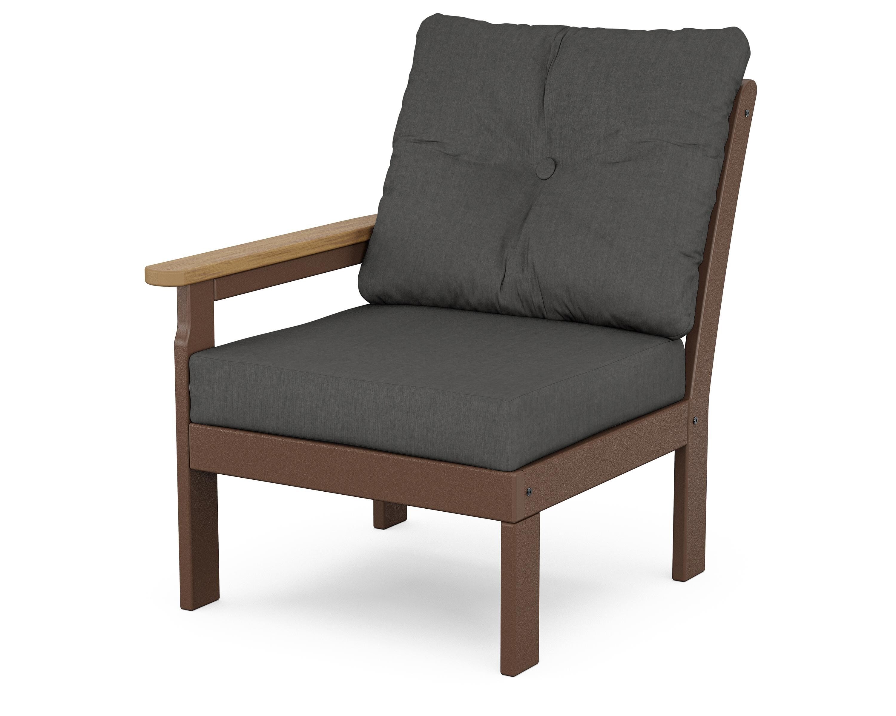 POLYWOOD® Vineyard Modular Left Arm Chair in Mahogany / Natural / Spectrum Carbon