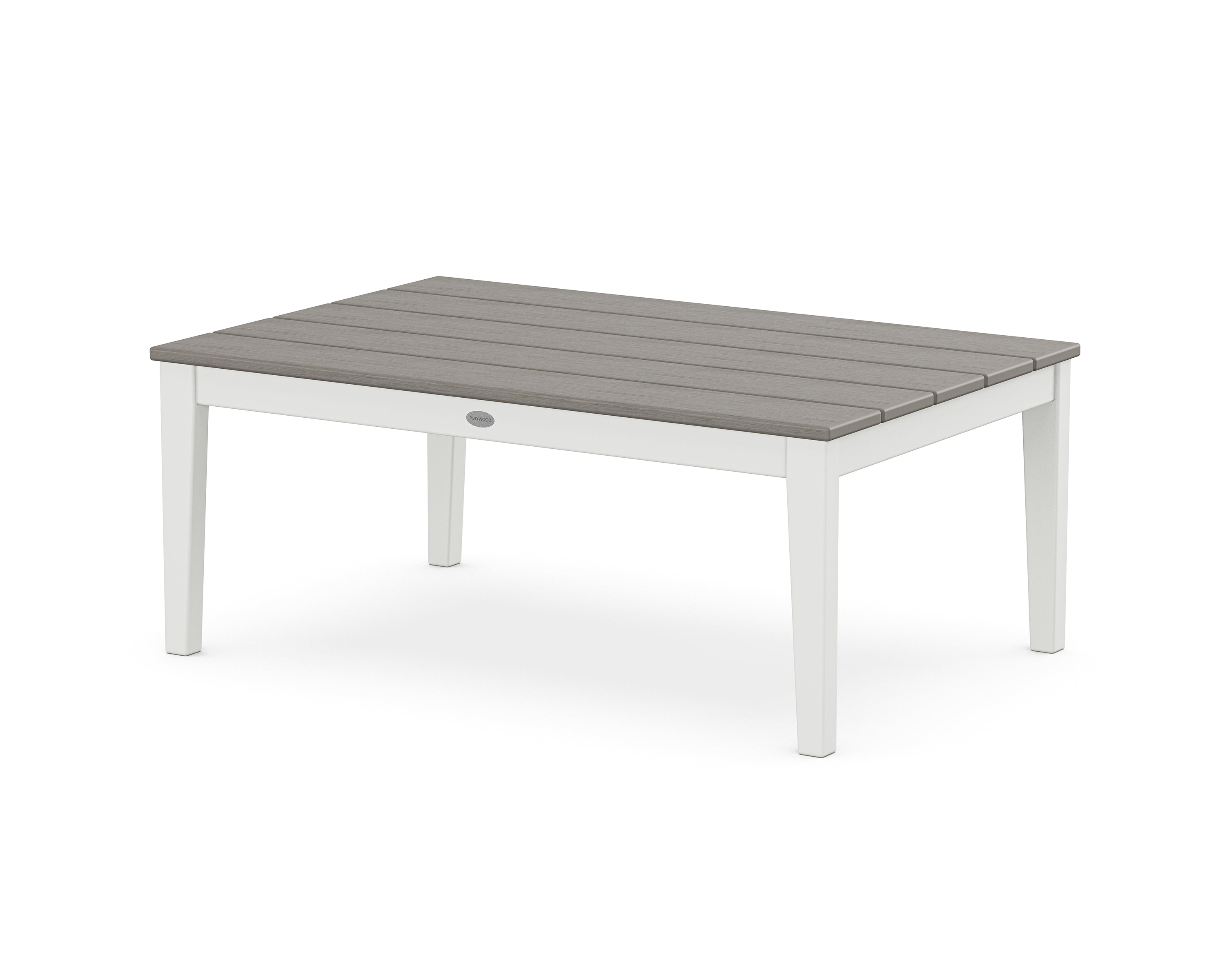 POLYWOOD® Newport 28" x 42" Coffee Table in White / Driftwood
