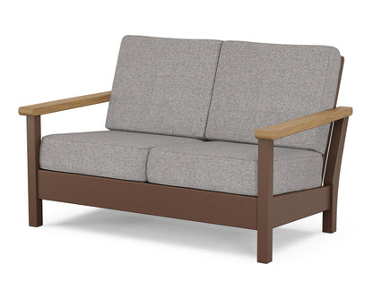 POLYWOOD® Harbour Deep Seating Loveseat in Mahogany / Natural / Grey Mist